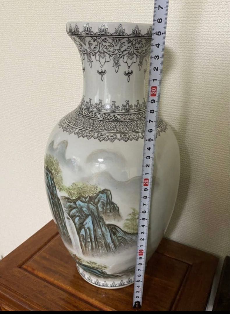 中国美術 景徳鎮 山水楼閣 粉彩花瓶 骨董品 唐物