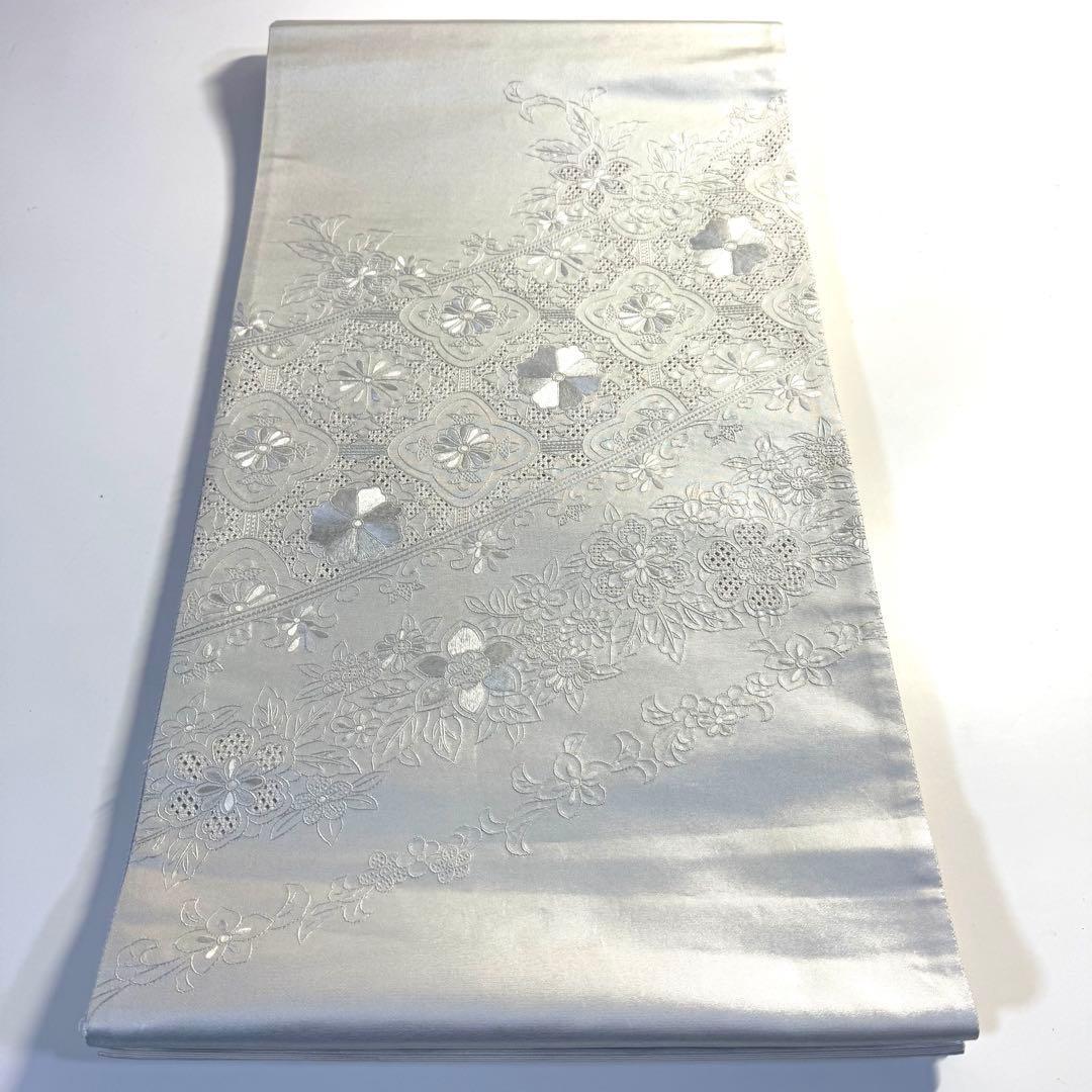 5k2795 袋帯　絹　中国三大刺繍　蘇州　汕頭　相良　刺繍　正倉院文様　華文