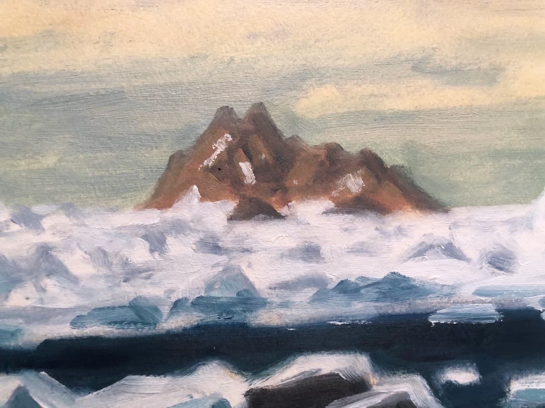 真作保証 坂本直行 流氷（北海道知床斜里町）油彩 六花亭