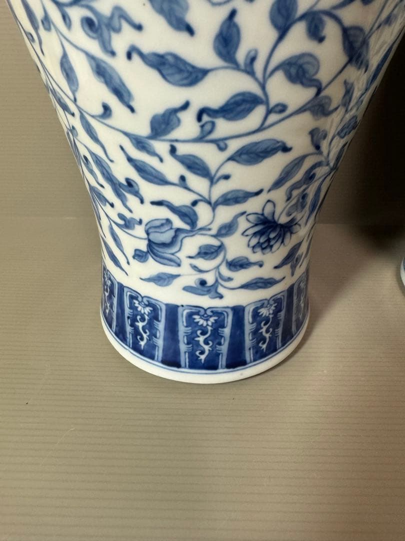 2739 中国骨董　乾隆年製銘　染付青花　沈香壷　2客　時代物