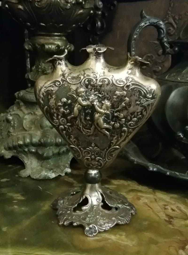 ロココ アンティーク シルバー アール・ヌーヴォー 花瓶 一輪挿し