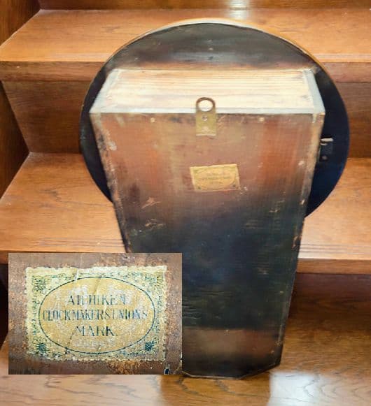 〈完動・美品〉尾張時計地球馬印　木地丸尾長ゼンマイ振り子時計 ボンボン時計古時計