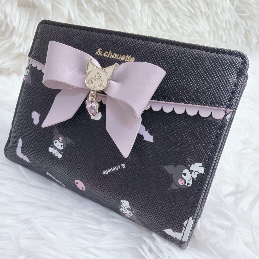 完売 &chouette サンリオ クロミ リボン付き 二つ折り 財布