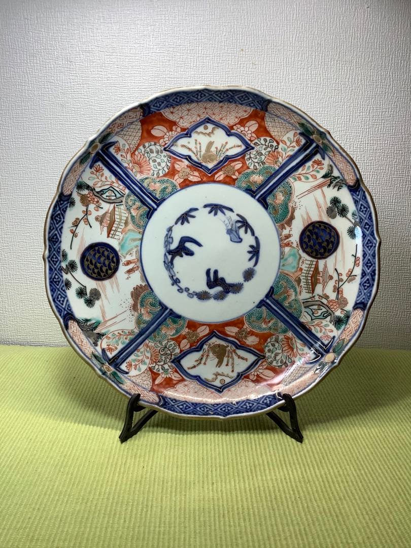 古伊万里　金蘭手　富貴長春　中皿