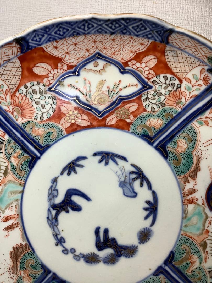 古伊万里　金蘭手　富貴長春　中皿