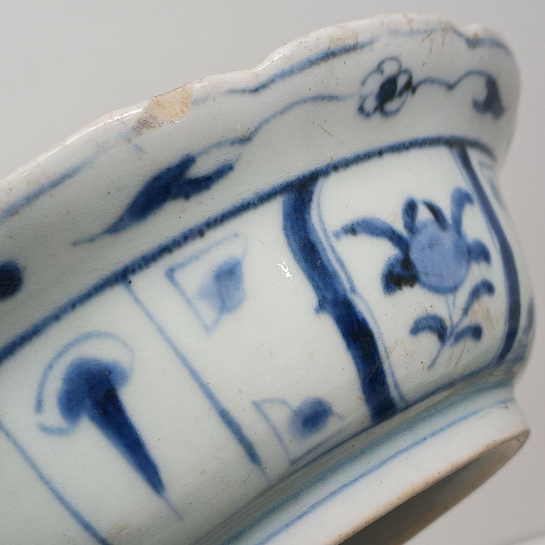 Y552-1 明代 呉祥瑞造 染付 皿 兜鉢 3枚セット RR