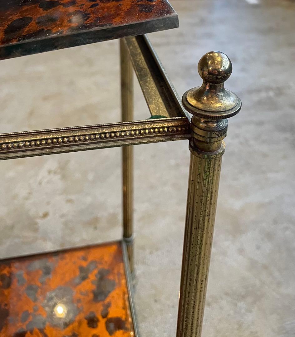 アンティーク　サイドテーブル　コーヒーテーブル　ナイトテーブル　錆柄ガラス