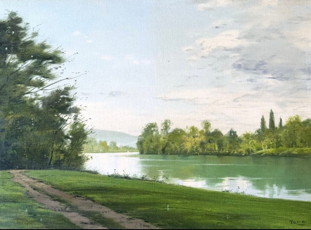 ★レザンドリー風景 林朝路 油彩8号 フランス在住