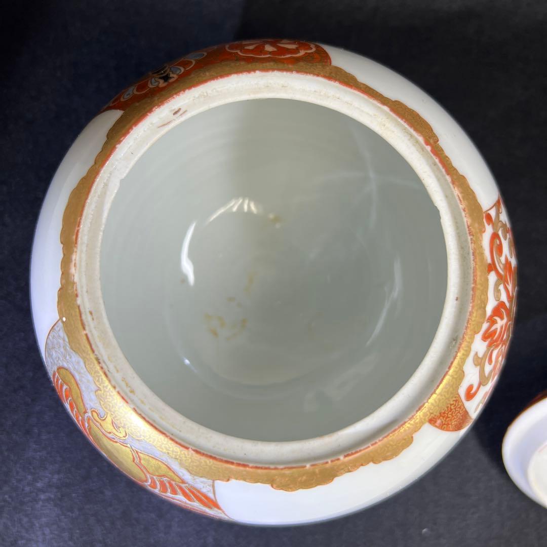 明治時代　九谷焼　金蘭手獅子香炉　木箱付　高約20㎝東Y7-1224☆2Fタサニ