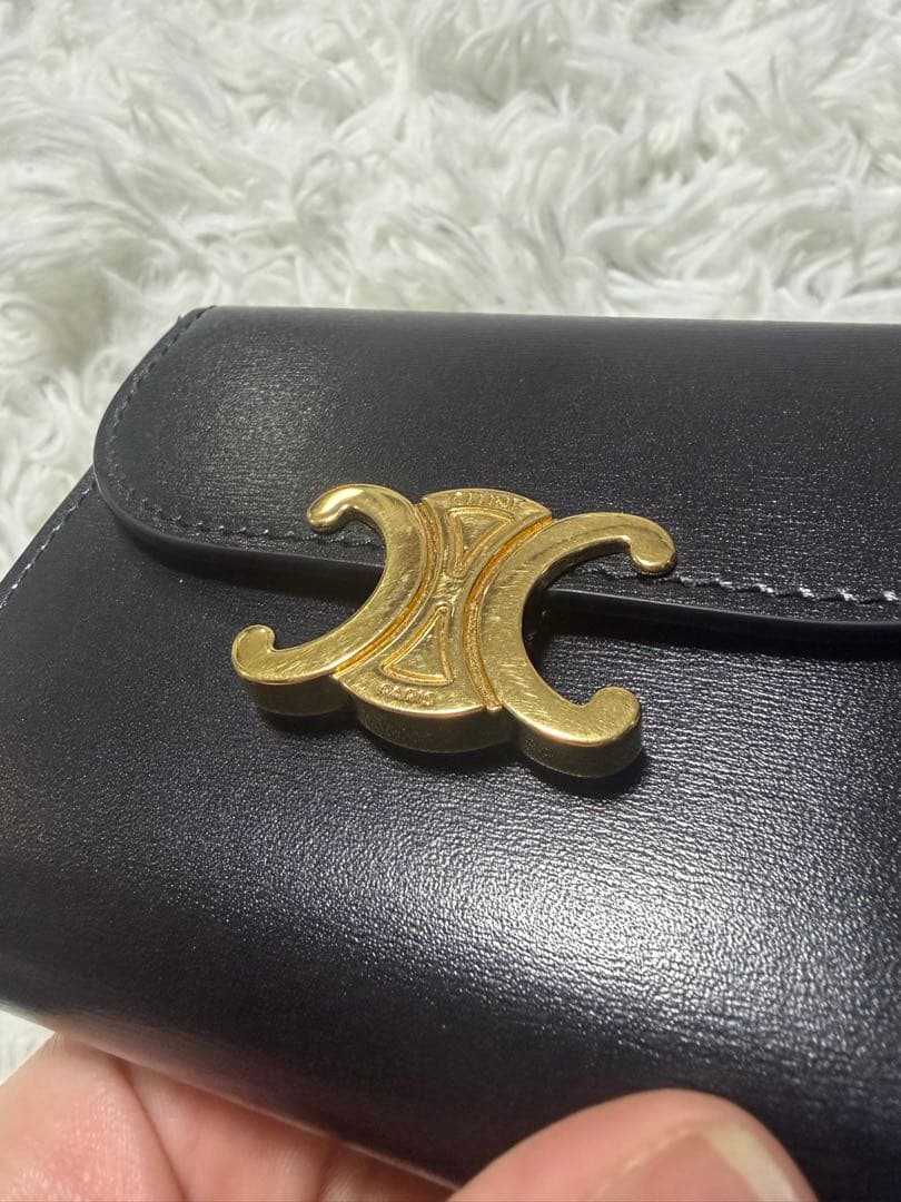 CELINE トリオンフ　ブラック 三つ折り財布　セリーヌ