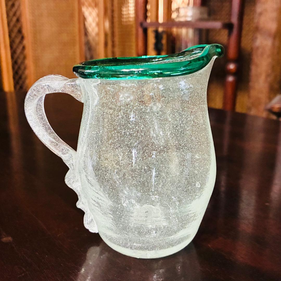 横山秀樹　花入れ　ソースポット　 縁巻　吹きガラス