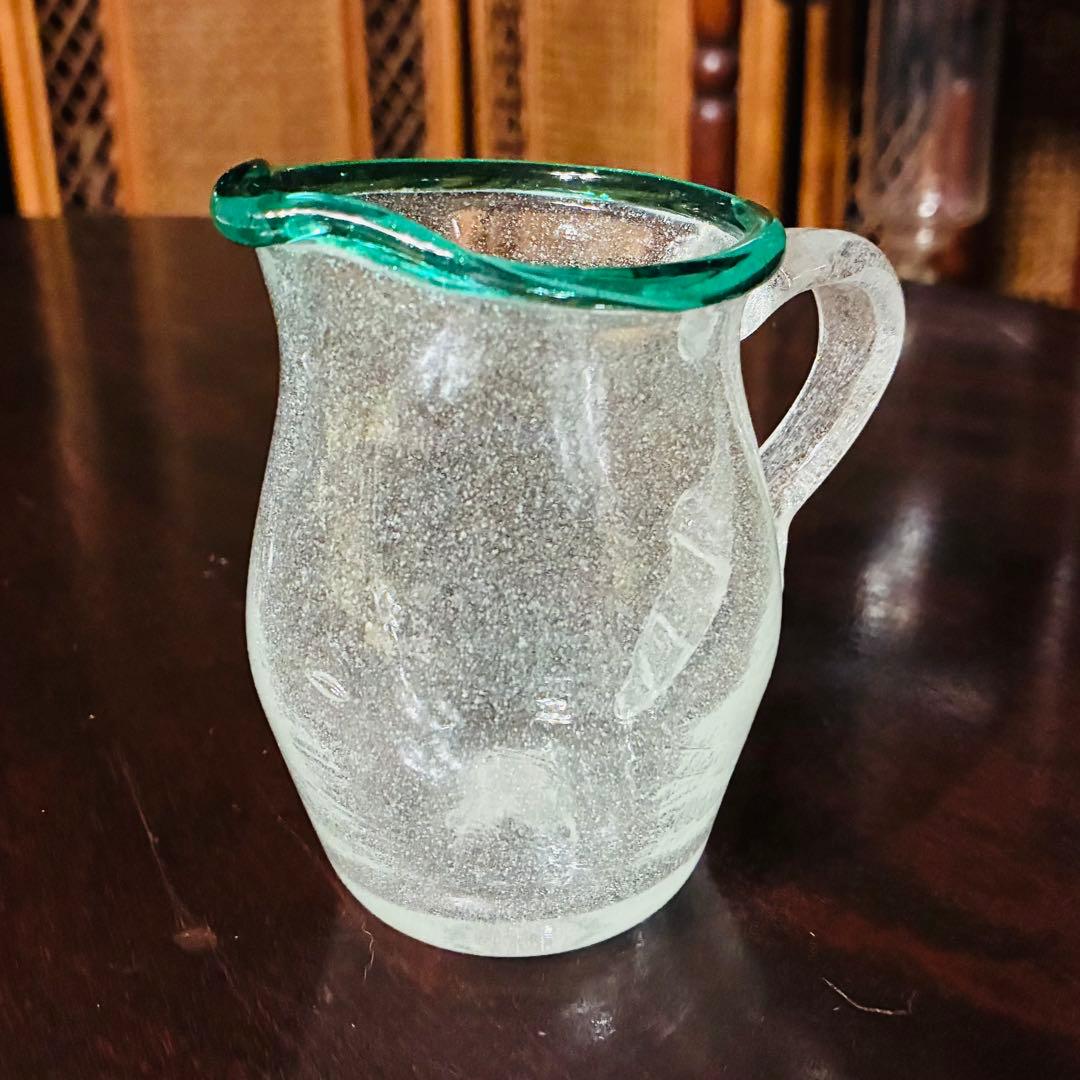 横山秀樹　花入れ　ソースポット　 縁巻　吹きガラス