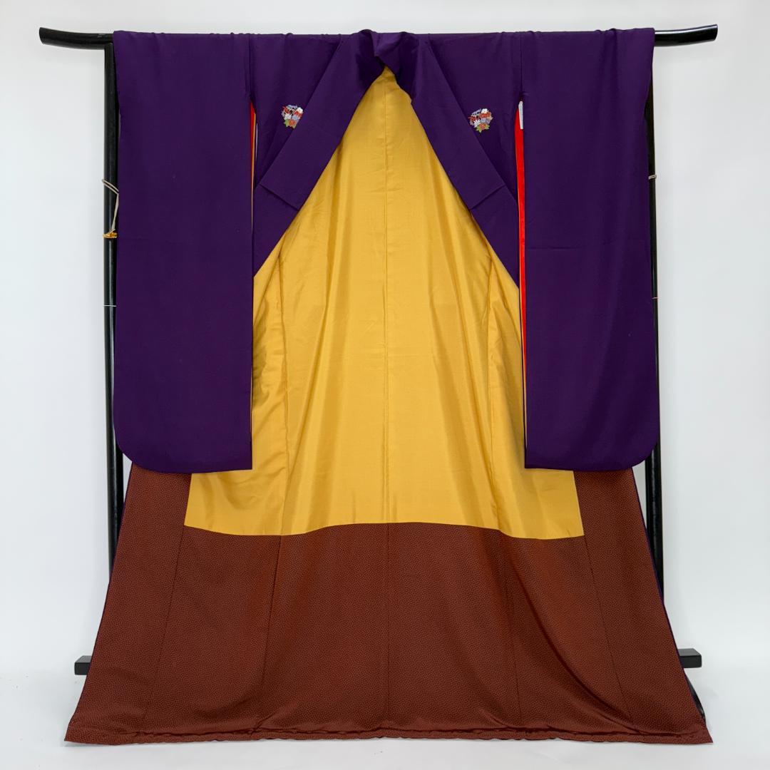 振袖フルセット 紫 無地 成人式 草履バック付 裄67cm S-198