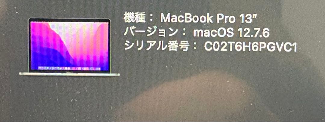 Mac Book Pro 2016 13インチ　中古品　動作品　本体のみ