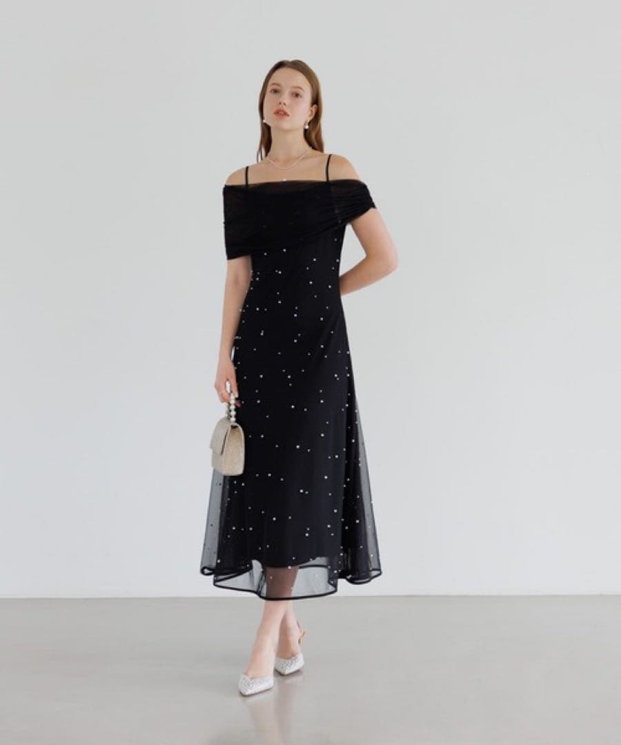 【LEJA】2WAYチュールトップスパールAラインドレスワンピース2点セット