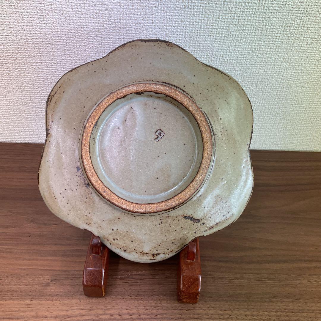 【人間国宝】島岡達三 象嵌赤絵 草花文花型皿