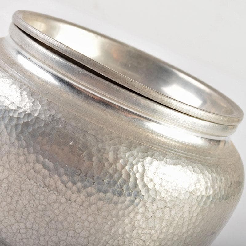 煎茶道具　継山造　本錫　鎚目　茶こぼし　建水　約242g　M　R4948