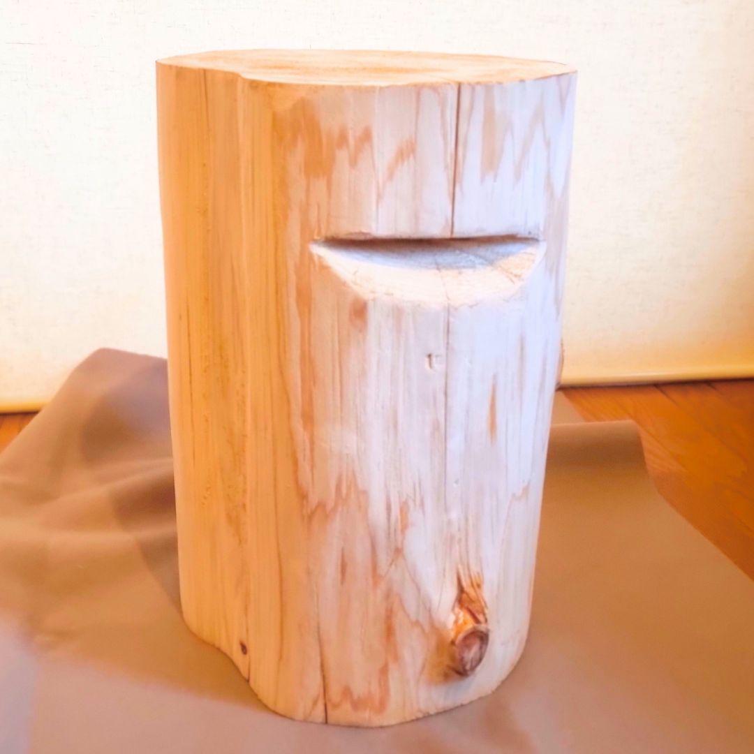 いい香り 東濃ひのき 切株スツール テーブル 無垢無塗装 節あり 持ち手
