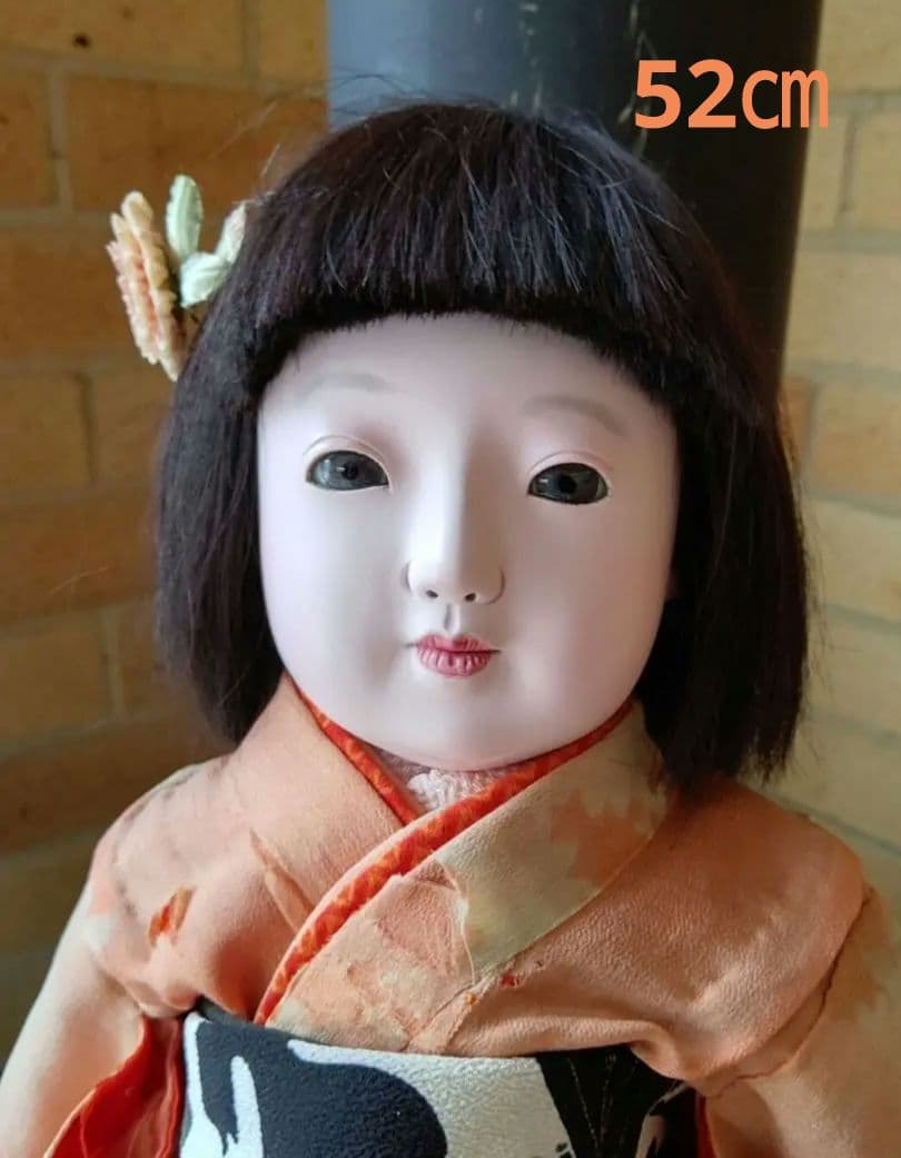 最終価格 大正期 修復済み 市松人形 在銘 約52㎝ 髪貼り替え 人毛 光龍斎系