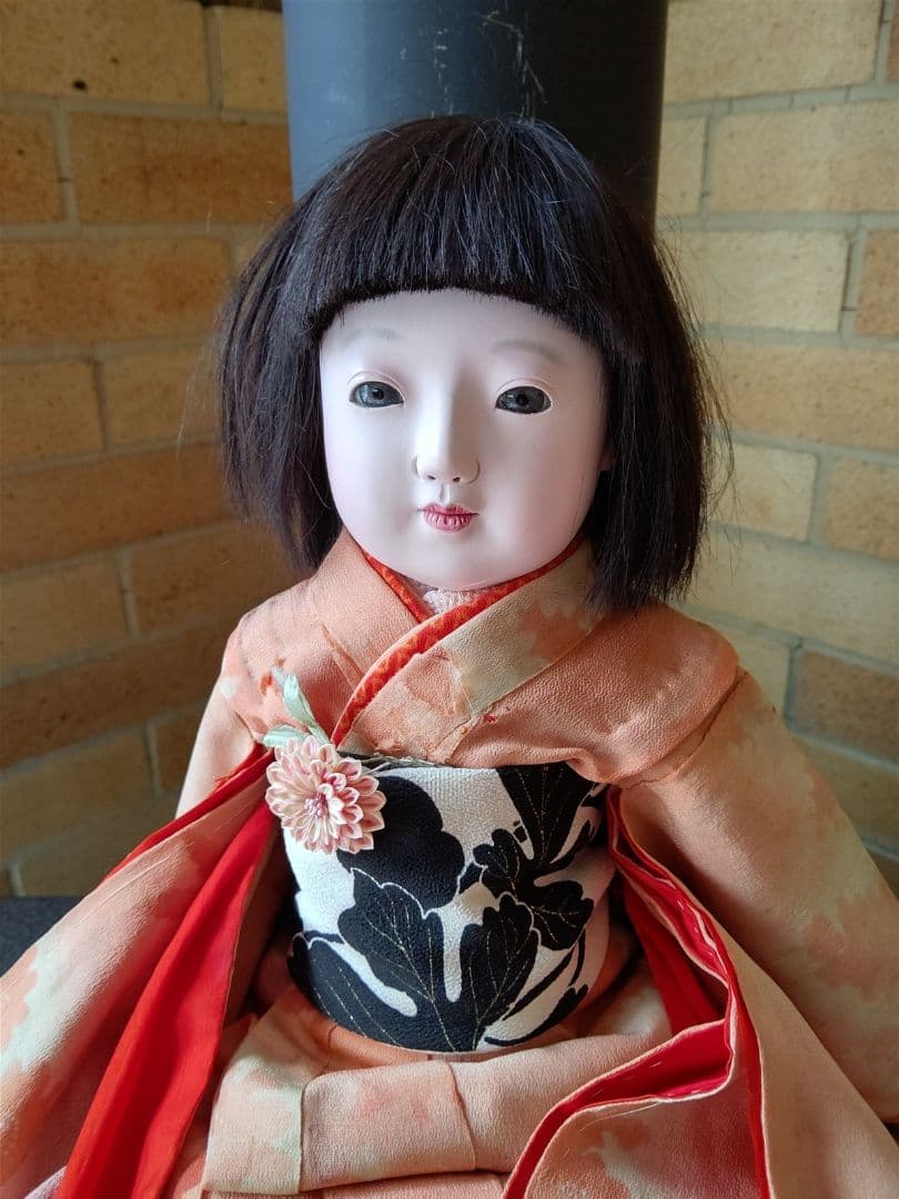 最終価格 大正期 修復済み 市松人形 在銘 約52㎝ 髪貼り替え 人毛 光龍斎系