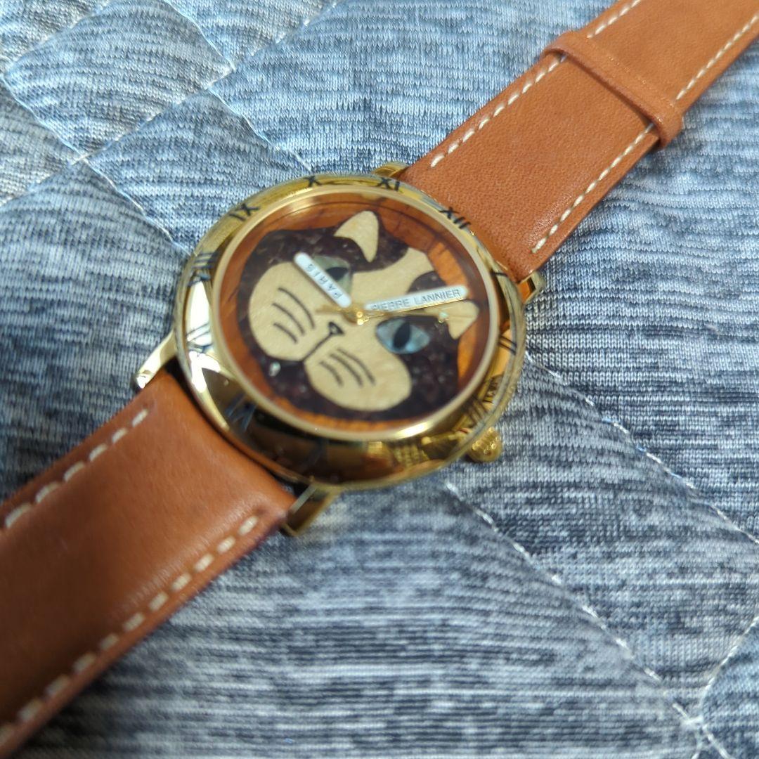 超美品 Pierre Lannier 限定版 猫ちゃんモチーフ腕時計