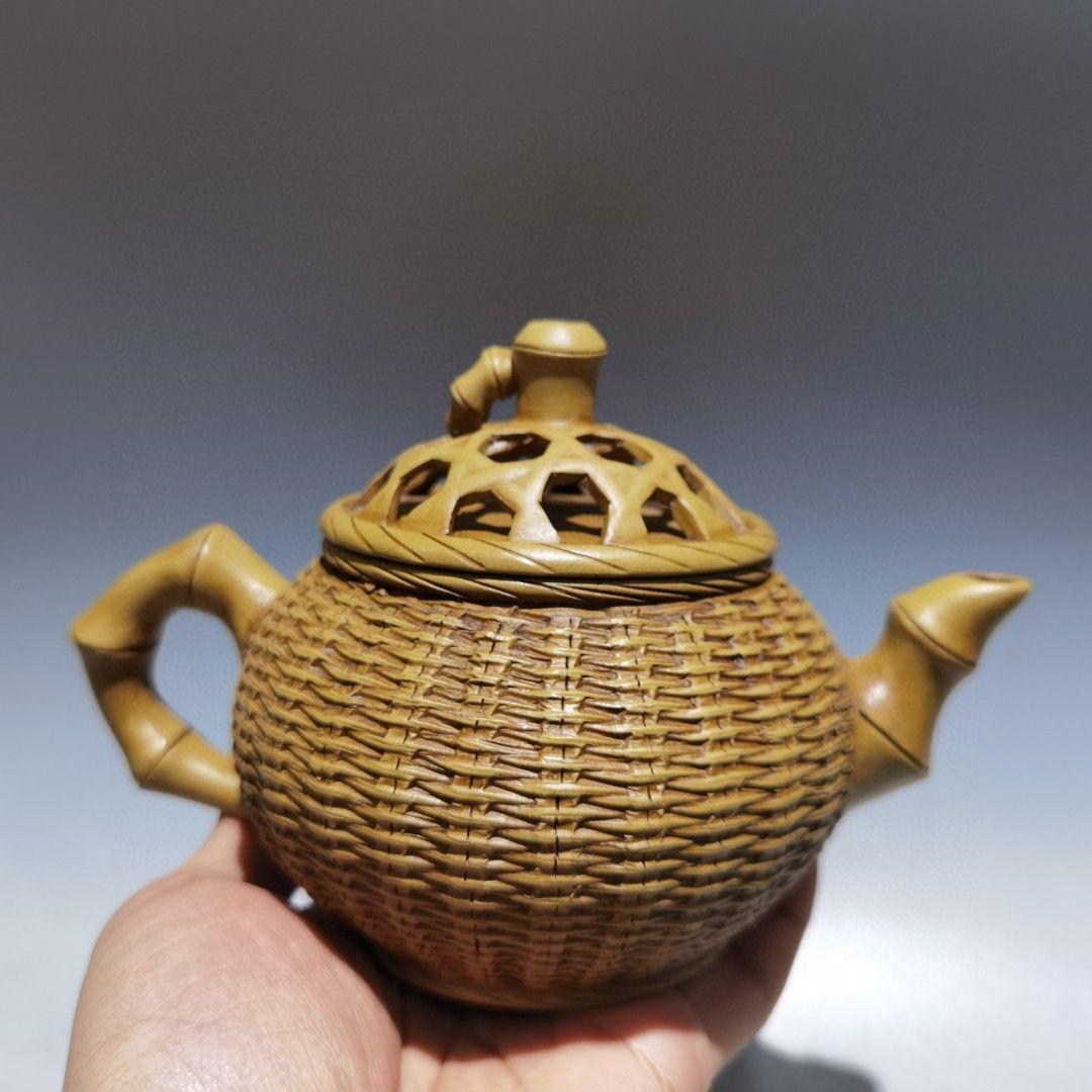 紫砂壷 宜興 竹筐壺 泡茶壺 茶器