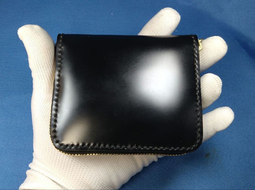 レザークラフト コードバン★HG コンパクトファスナー二つ折り財布【写真現品】