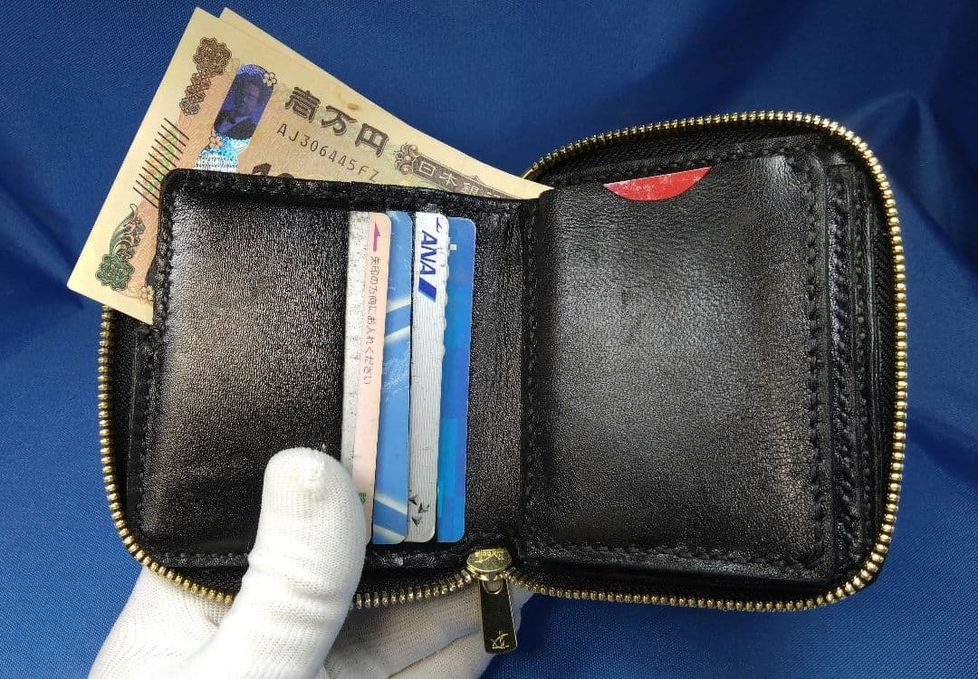 レザークラフト コードバン★HG コンパクトファスナー二つ折り財布【写真現品】