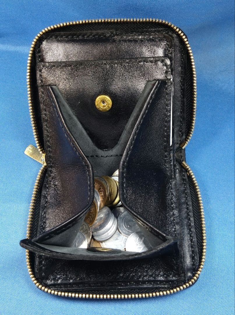 レザークラフト コードバン★HG コンパクトファスナー二つ折り財布【写真現品】