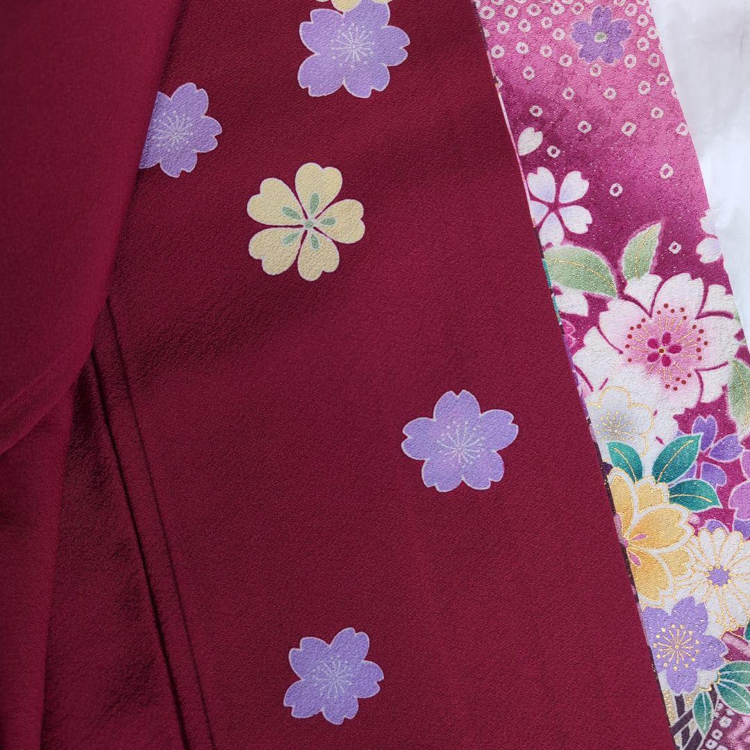 ★19日まで最終出品★美品成人式振り袖赤色 花柄 絹長襦袢付き