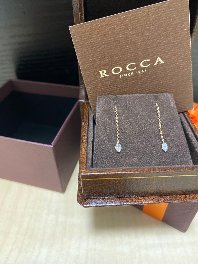 ROCCA チェーンピアス PGダイヤモンドK18 箱付き