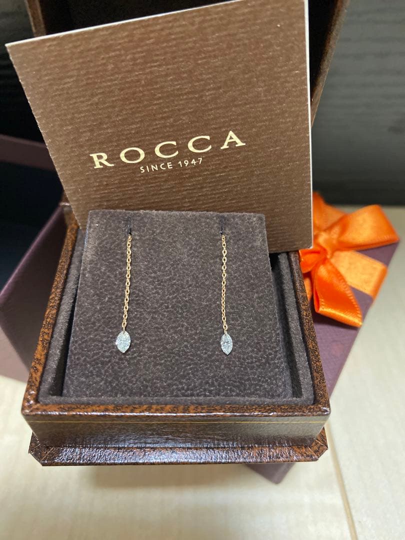 ROCCA チェーンピアス PGダイヤモンドK18 箱付き