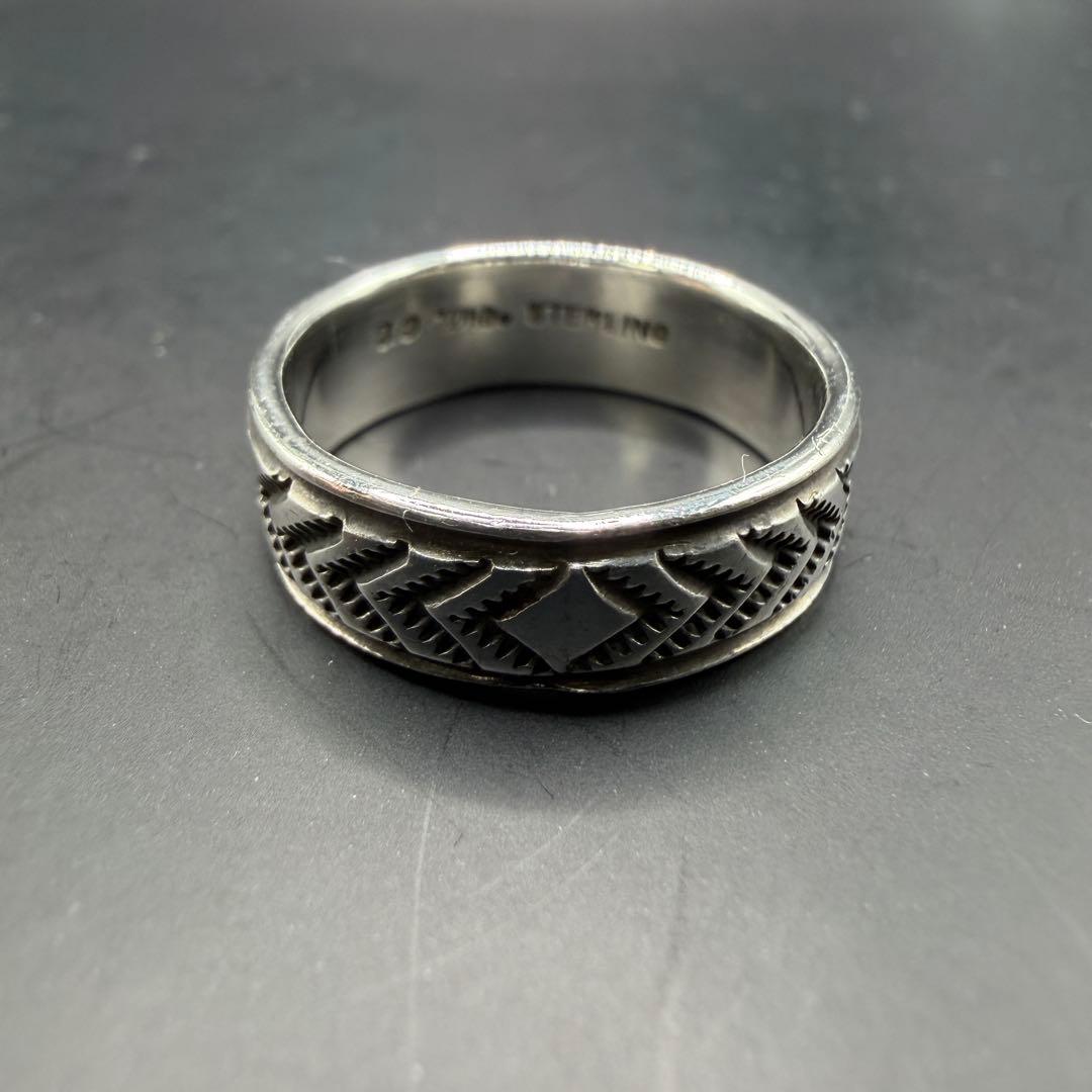 【NAVAJO】D.O. White スタンプワーク シルバーリング 21号