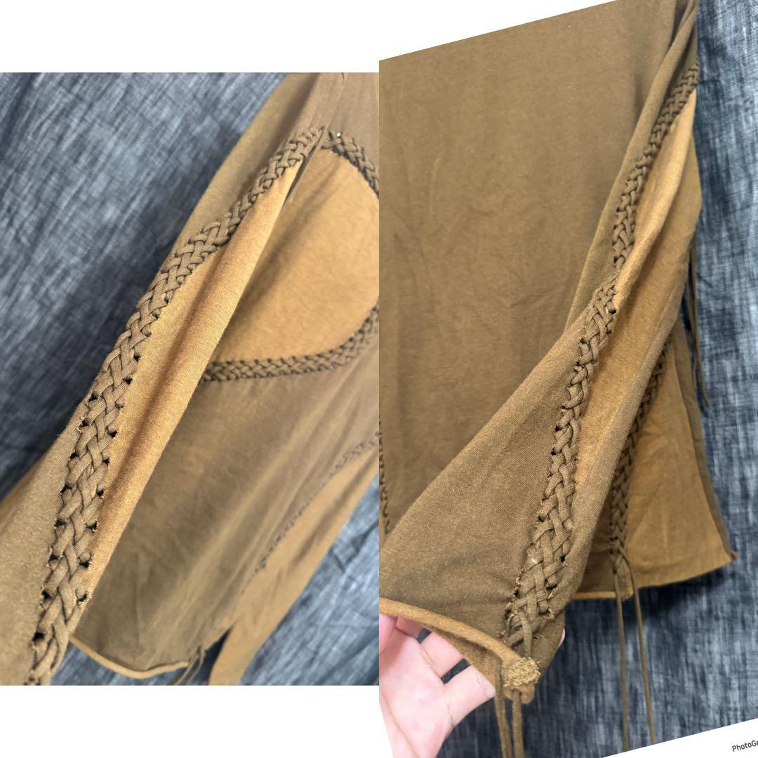 定価26400円 MASU 編み込みカットソー　レースアップ　Ｔシャツ