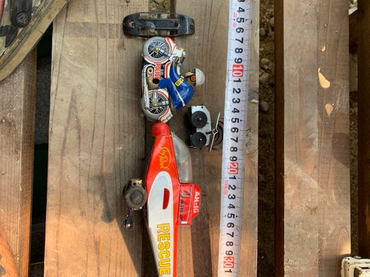 ブリキのおもちゃ　白バイ　ヘリコプターセット　不具合あり