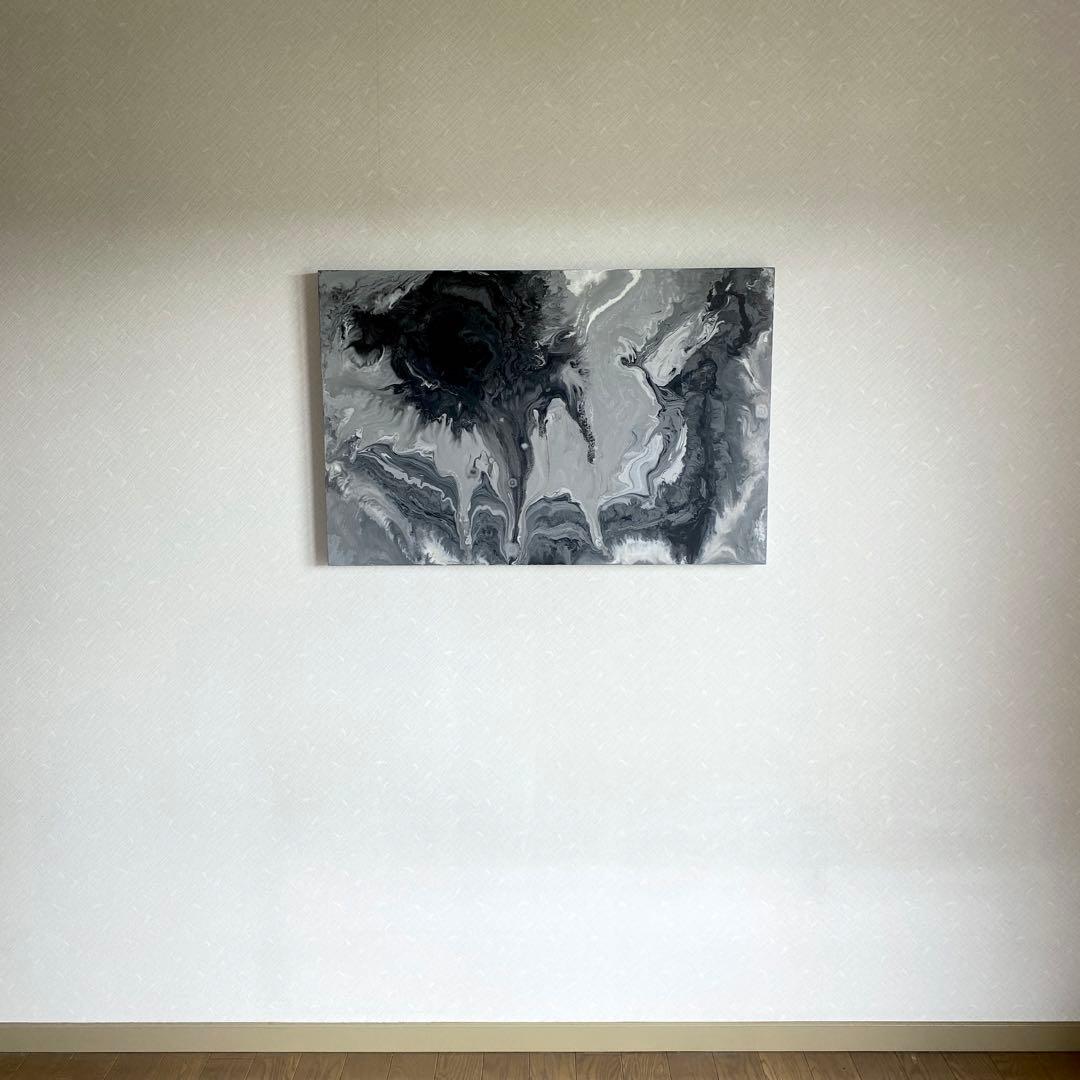 【フロイドアート ポーリングアート 絵】インテリア アクリル 美術 グレー白黒