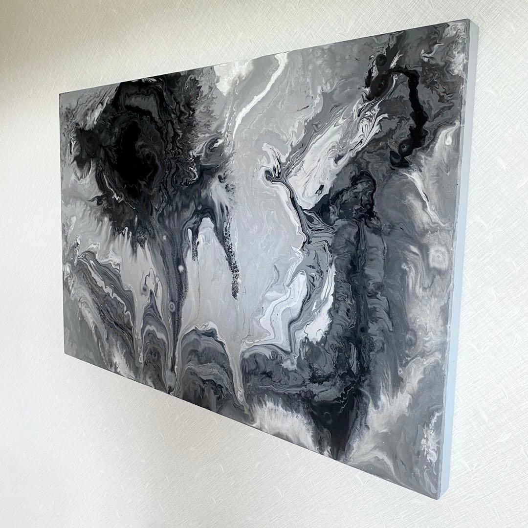 【フロイドアート ポーリングアート 絵】インテリア アクリル 美術 グレー白黒