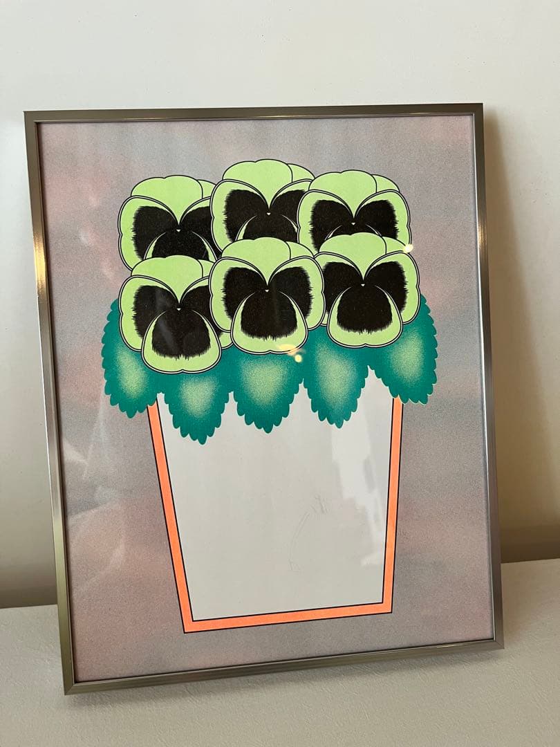 水越智三　pure tomato パンジー　鉢植え　花　イラスト