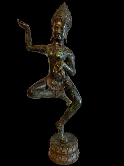 【海】アプサラ像 青銅製　高約：５７ｃｍ　重量約：５．５ｋｇ　アンティーク