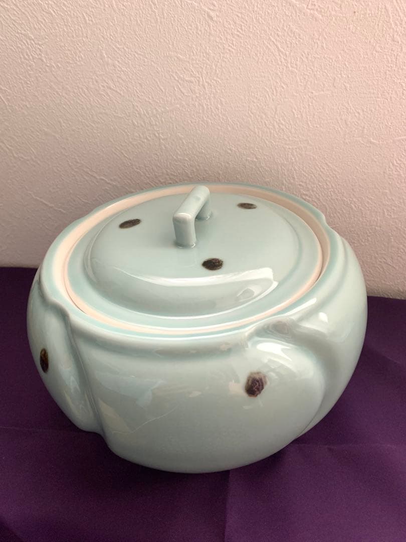 飛青磁捻梅水指　英治作　水差し　寿づか窯　希少　水差