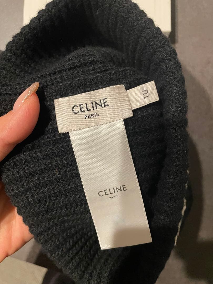 あ　CELINE 黒 ニット帽 TU