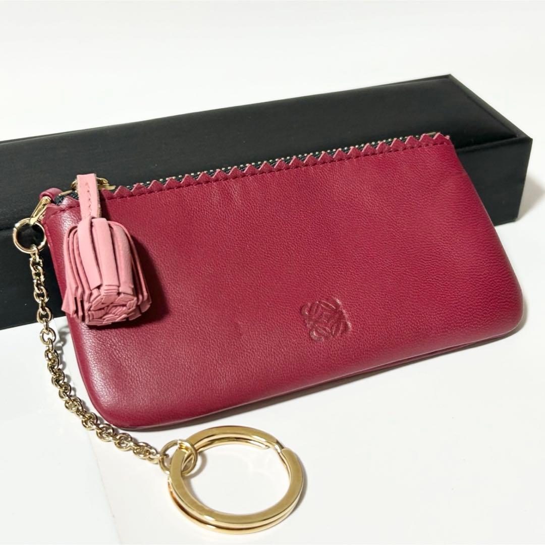 極美品 LOEWE ロエベ アナグラム ナッパレザー タッセル ケース