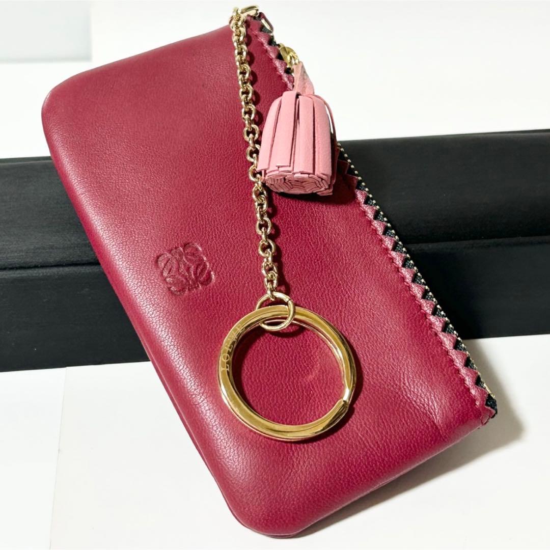 極美品 LOEWE ロエベ アナグラム ナッパレザー タッセル ケース