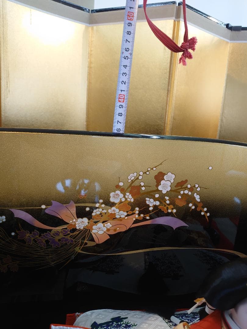 ●新品おひなさま●　金襴衣装飾り　落とし屏風スタイル　フルセット