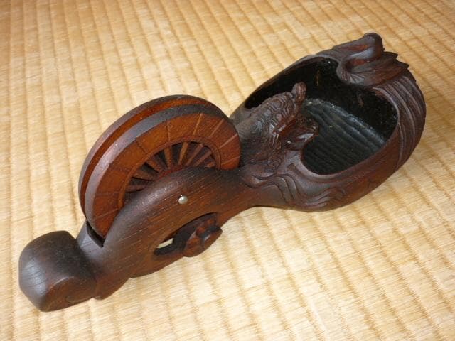 未使用 美品 1960年代◆新潟 三条の匠 『壺静』作 上鶴亀 墨壺 名木ケヤキ