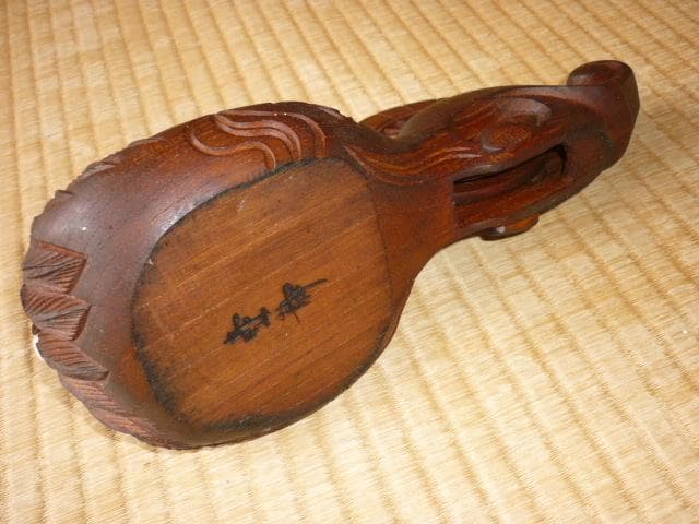 未使用 美品 1960年代◆新潟 三条の匠 『壺静』作 上鶴亀 墨壺 名木ケヤキ