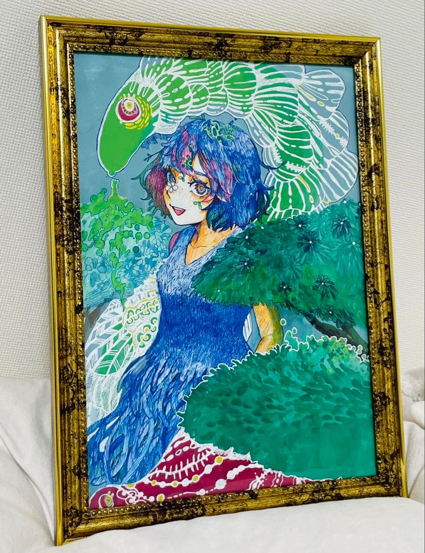 植物少女（額付き）アナログイラスト