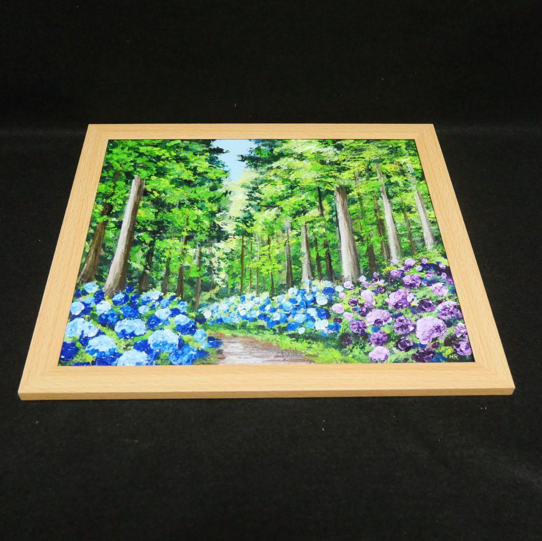油絵 油彩 油彩画 絵 絵画【森の紫陽花】
