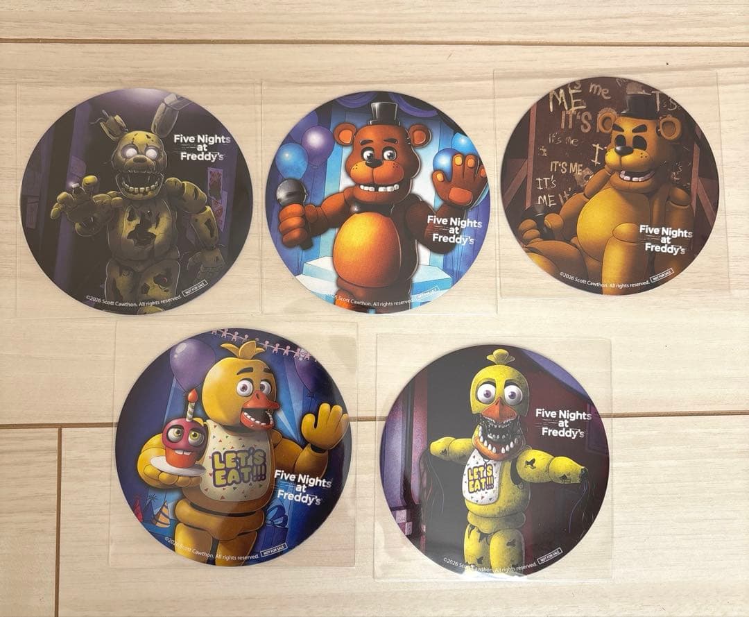 ファイブナイツアットフレディーズ スカイツリー コラボカフェ コースター 5種類