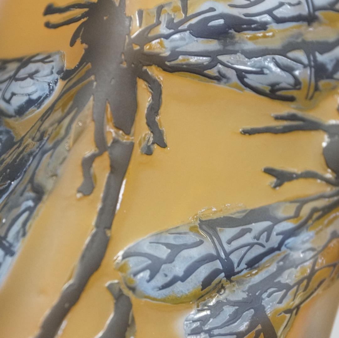 【証明書】 エミール　ガレ　特大　蜻蛉文　花器　花瓶　技法スフレ　被せガラス